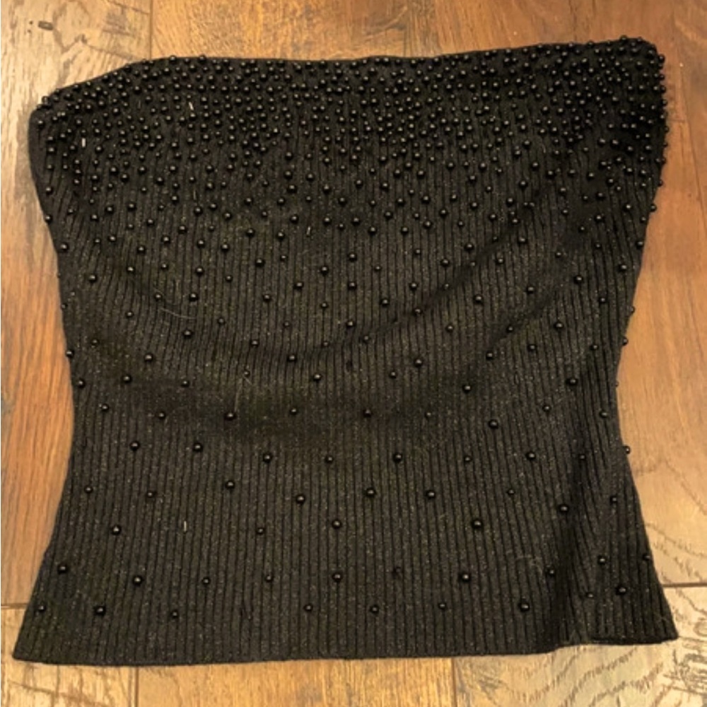 Black Vintage Deadstock Beaded Bandeau from Caché